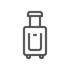 Travel suitcase with wheels line icon. Linear style icon. Flat design element. Editable stroke. 48x48 Pixel Perfect.