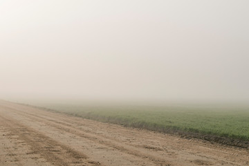 View of the morning fog outside the city