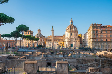 Naklejka na ściany i meble Trajan's Forum with Trajan's column and Basilica Ulpia. Rome.