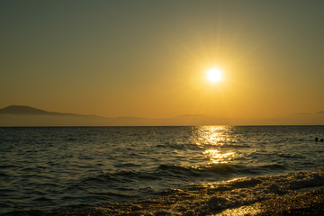 sunset over the sea at Kalamata, Greece