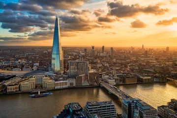 Foto auf Glas Luftaufnahme von London bei Sonnenuntergang © Daniel