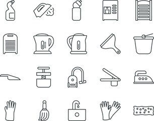 household vector icon set such as: aeropress, dispenser, squeeze, cold-pressed, vacuum, pushing, medical, freshness, automatic, indoor, soap, electronic, duo, plumbing, refrigerator, ice, building
