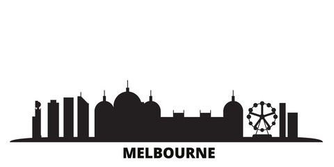 Australia, Melbourne City city skyline isolated vector illustration. Australia, Melbourne City travel cityscape with landmarks
