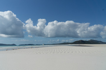 the white beach of the Whitsunday Islands in Australia, which consists of 99 percent quartz sand, and the azure blue sea