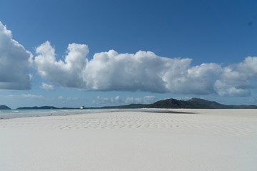 the white beach of the Whitsunday Islands in Australia, which consists of 99 percent quartz sand,...