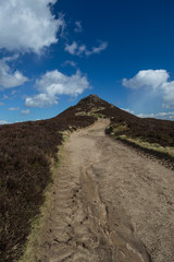 Looking towards the Peak of Win Hill along the walkers trail in the Peak District, Derbyshire