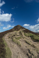 Looking towards the Peak of Win Hill along the walkers trail in the Peak District, Derbyshire