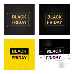 Black friday banner template set, big sale vector illustration