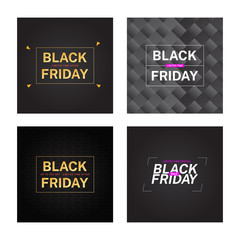 Black friday banner template set, big sale vector illustration