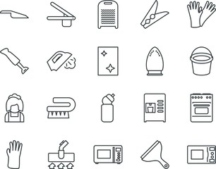 household vector icon set such as: agents, latte, female, shower, breakfast, hang, bucketful, clothesline, gas, washboard, industrial, clamp, blender, bleach, restaurant, plaster, circle, housewife