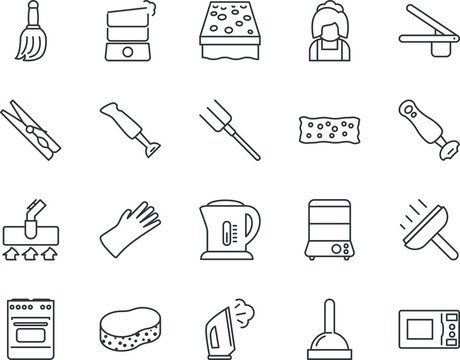 household vector icon set such as: rug, spatula, dry, company, professional, pins, preparation, vegetable, clothesline, pipeline, organic, latex, girl, drawing, plaster, paint, pin, rope, toilet