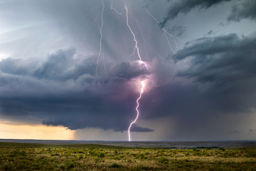 Lightning strike from a summer thunderstorm