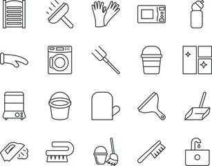 household vector icon set such as: ironing, cable, cuisine, sweep, smoothing, old, microwave, rubber, business, soap, stove, faucet, chemical, sweeping, broomstick, stock, stick, housekeeping, pan