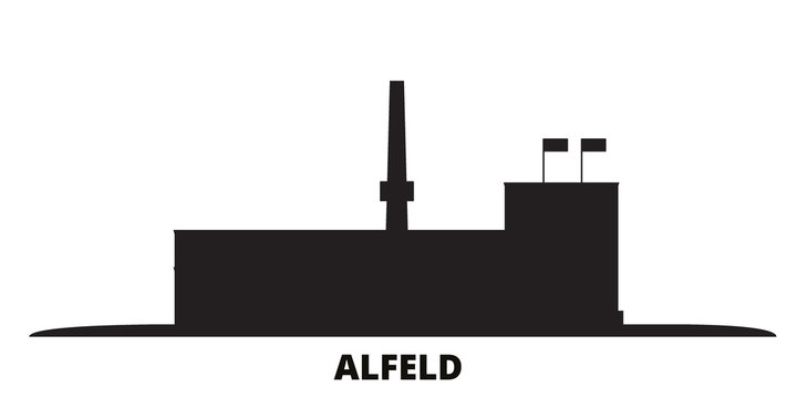 Germany, Alfeld city skyline isolated vector illustration. Germany, Alfeld travel cityscape with landmarks