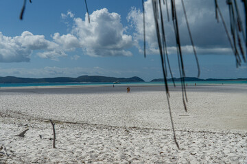 the white beach of the Whitsunday Islands in Australia, which consists of 99 percent quartz sand, and the azure blue sea