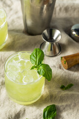 Homemade Alcoholic Gin Basil Smash