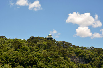 view of mountains and trees,Caracol Waterfall and Aerial Tramways Serra Parks, Canela, Brazil