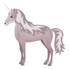 Cute cartoon unicorn Isolated on the white background. Vector illustration. - obrazy, fototapety, plakaty