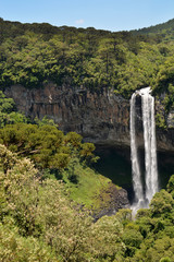 View of Caracol waterfall ( "Cascata do Caracol")  in serra park, Canela City, Rio Grande do Sul , Brazil  (HDR filter)