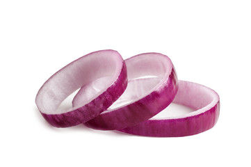 rings bunch red onion isolated on white background