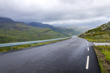 blac clouds over Sognefjellet mountain road in Norway