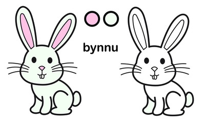 rabbit coloring book, cute cartoon character, for children's creativity, print.