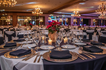 mesa para celebración de cena de navidad y fin de año en salon de fiestas