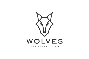 Creative Simple Wolf Concept Logo Design Template