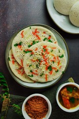 Uthappam/ Oothappam -SouthIndian breakfast set dosa topped with onion carrots