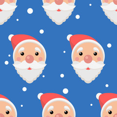 Santa faces seamless pattern. New Year and Merry Christmas background