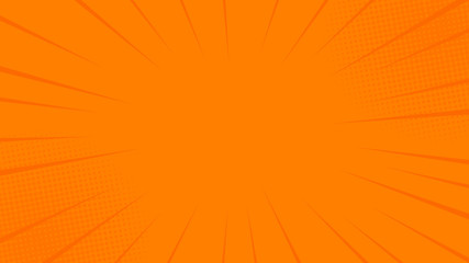 Comics rays orange background with halftones. Vector illustration in retro pop art style for comics book, poster, advertising design