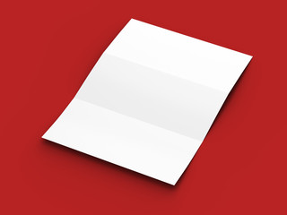 Brochure in A4 format folded to three - mockup. 3d illustration