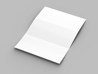 Brochure in A4 format folded to three - mockup. 3d illustration