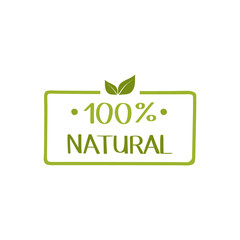 100 percent natural food label. Vegetarian natural, organic, fresh, food sticker. Vector graphic design