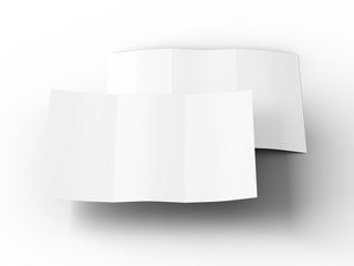Brochure in A4 format folded to three - mockup. 3d illustration