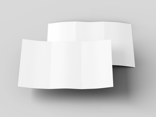 Brochure in A4 format folded to three - mockup. 3d illustration