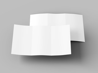 Brochure in A4 format folded to three - mockup. 3d illustration