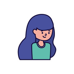 young woman cartoon character white background