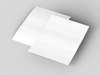 Brochure in A4 format folded to three - mockup. 3d illustration