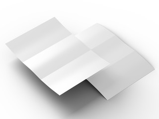 Brochure in A4 format folded to three - mockup. 3d illustration