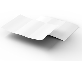Brochure in A4 format folded to three - mockup. 3d illustration