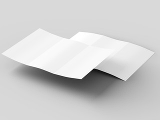 Brochure in A4 format folded to three - mockup. 3d illustration