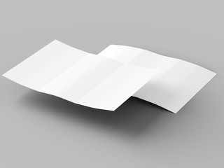 Brochure in A4 format folded to three - mockup. 3d illustration