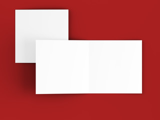 Brochure in square format folded to two - mockup. 3d illustration