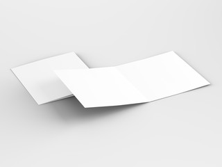 Brochure in square format folded to two - mockup. 3d illustration