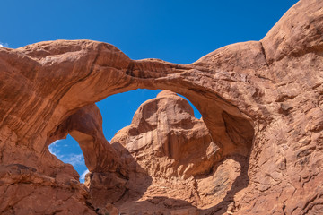 Double arches, Arches National Park, adjacent to the Colorado River, Moab, Utah, USA