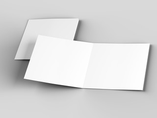 Brochure in square format folded to two - mockup. 3d illustration