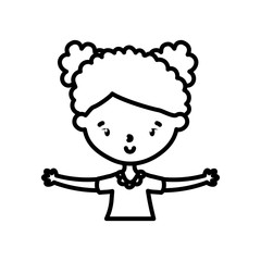 happy little girl cartoon character portrait line style