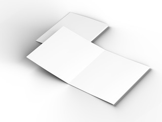 Brochure in square format folded to two - mockup. 3d illustration