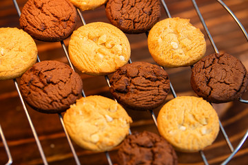 close up on cookies cookies on grid